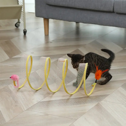 Jouet de tunnel en spirale pour chat