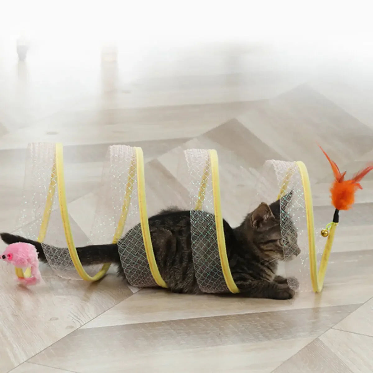 Jouet de tunnel en spirale pour chat